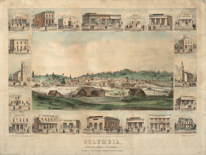 Columbia, California, lithograph c1855